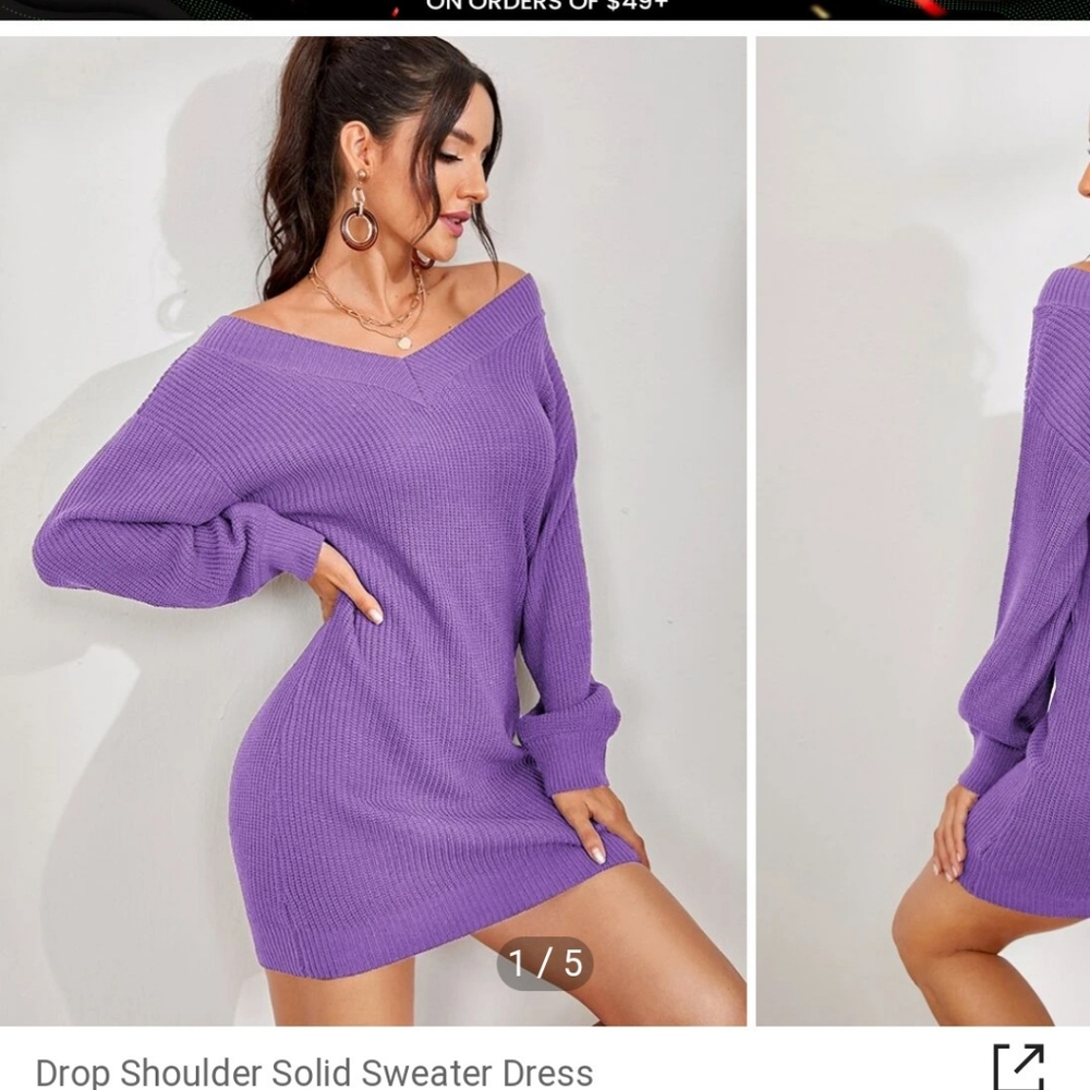 Drop Shoulder Sweater Dress